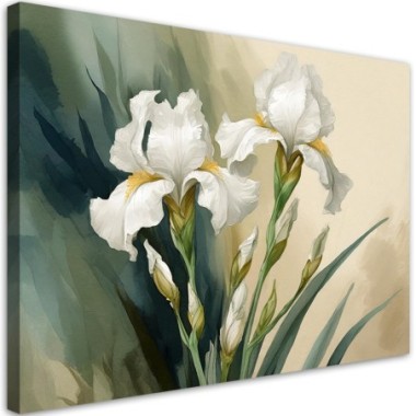 Quadro su tela, Fiori bianchi ad acquerello - 60x40