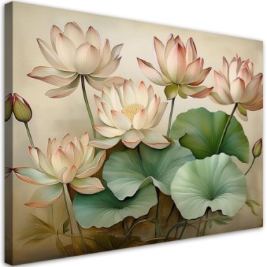 Quadro su tela, Iris Foglie Fiori - 100x70