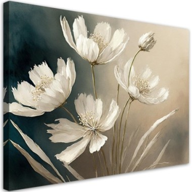Quadro su tela, Fiore bianco astratto - 90x60