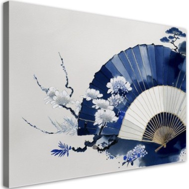 Quadro su tela, Ventaglio giapponese blu - 60x40