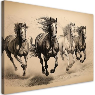 Quadro su tela, Cavalli d'epoca - 120x80