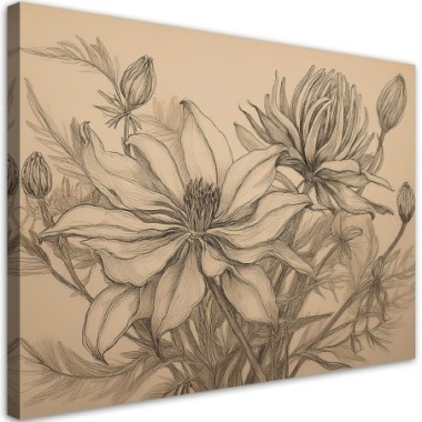 Quadro su tela, Fiori di piante beige - 60x40