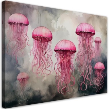 Quadro su tela, Medusa marina rosa - 60x40