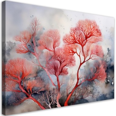 Quadro su tela, Piante astratte rosse - 120x80