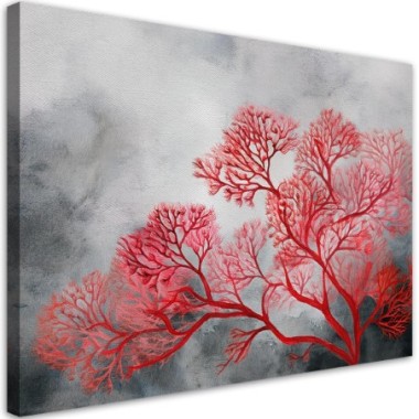 Quadro su tela, Alberi Piante Rosso - 60x40