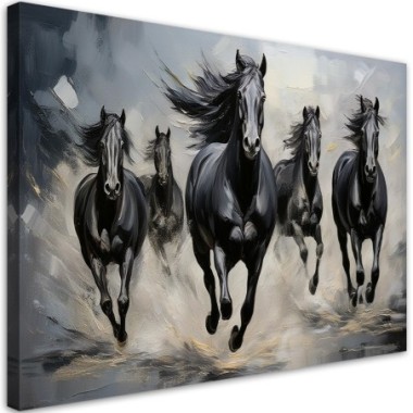 Quadro su tela, Cavallo nero - 60x40