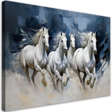Quadro su tela, Animali cavallo bianco - 120x80