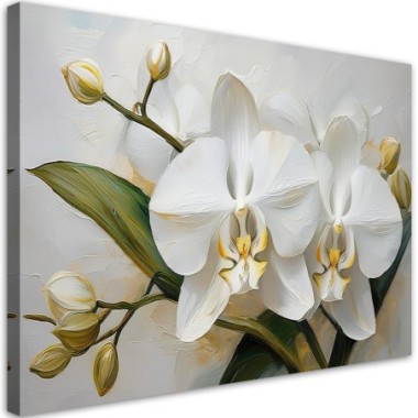 Quadro su tela, Fiore di orchidea dipinto - 120x80