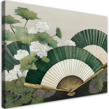 Quadro su tela, Ventaglio di foglie giapponesi - 120x80