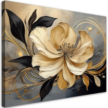 Quadro su tela, Fiore beige Astratto - 90x60