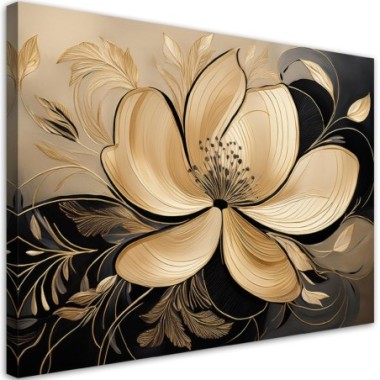 Quadro su tela, Fiori Foglie Glamour - 120x80