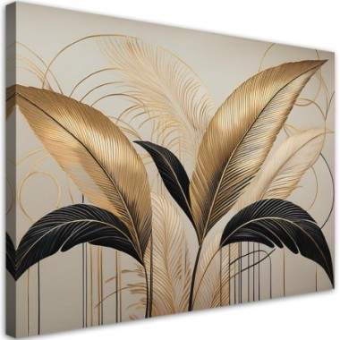 Quadro su tela, Foglie botaniche Boho - 90x60