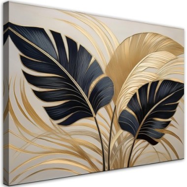 Quadro su tela, Foglie Boho - 90x60