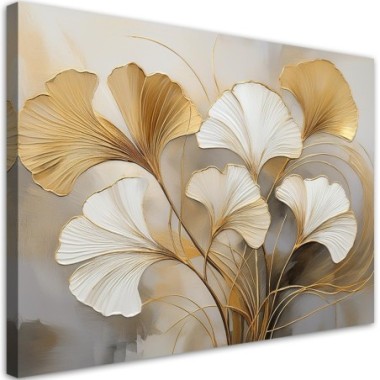 Quadro su tela, Fogliame Botanica Beige - 90x60
