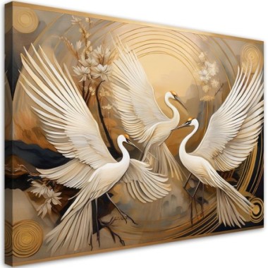 Quadro su tela, Uccelli Animali Astrazione - 60x40