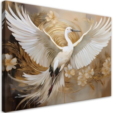 Quadro su tela, Uccelli Fiori Astrazione - 100x70