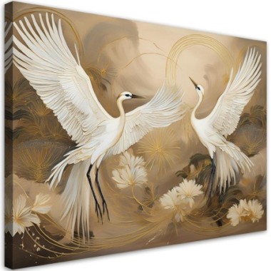 Quadro su tela, Gru Uccelli Animali - 90x60