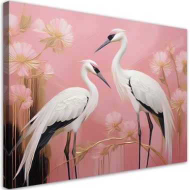 Quadro su tela, Uccelli gru rosa - 120x80