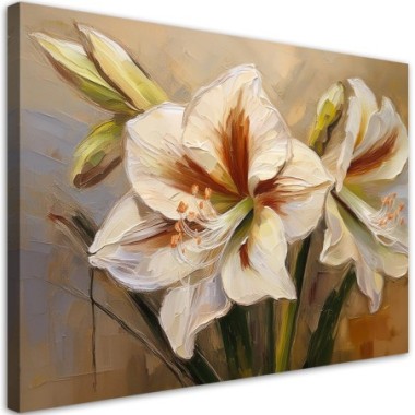 Quadro su tela, Fiore dipinto di bianco - 60x40