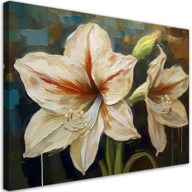 Quadro su tela, Fiore dipinto di bianco - 60x40
