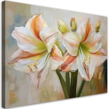 Quadro su tela, Fiore dipinto di bianco - 60x40
