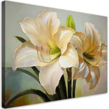 Quadro su tela, Fiore dipinto di bianco - 60x40