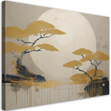 Quadro su tela, Paesaggio boho con alberi - 100x70