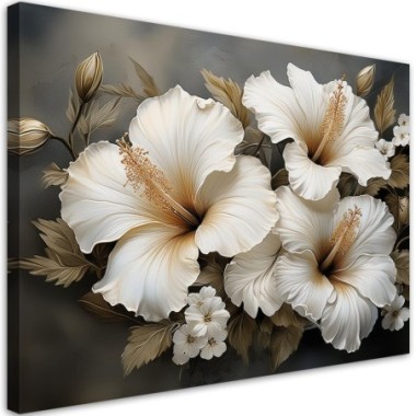 Quadro su tela, Fiori bianchi Natura - 100x70