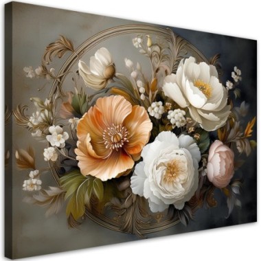 Quadro su tela, Nature Botanicals Foliage Fiori - 60x40