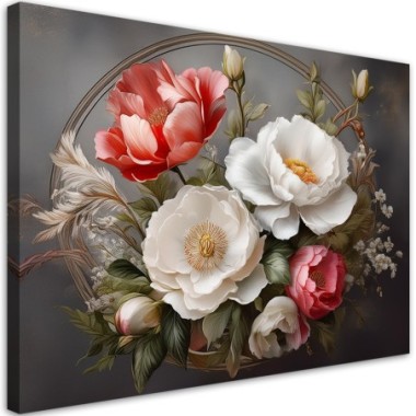Quadro su tela, Nature Botanicals Foliage Fiori - 90x60