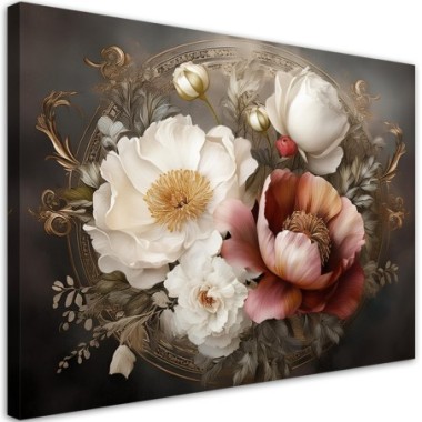 Quadro su tela, Natura Botanica Foliage Fiori - 60x40