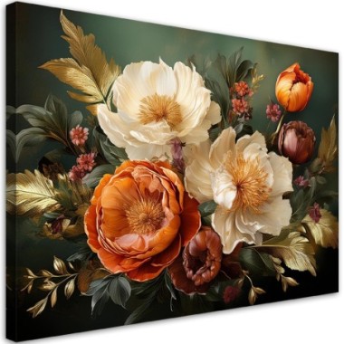Quadro su tela, Natura Botanica Fiori Foliage - 60x40