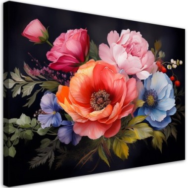 Quadro su tela, Fiori colorati - 60x40