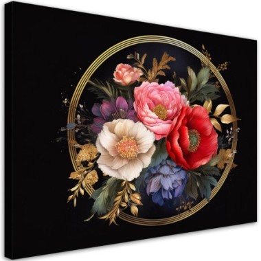 Quadro su tela, Natura Foglie Fiori Glamour - 90x60