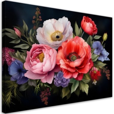 Quadro su tela, Bouquet di fiori colorati - 100x70