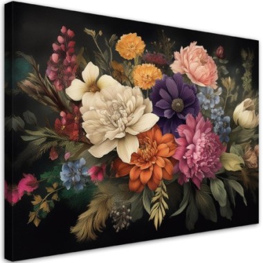 Quadro su tela, Bouquet di fiori naturali - 60x40
