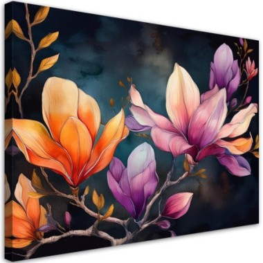 Quadro su tela, Fiore di magnolia dipinto - 90x60
