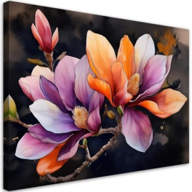 Quadro su tela, Fiore di magnolia naturale - 100x70