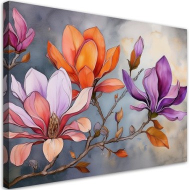 Quadro su tela, Fiore naturale ad acquerello - 90x60