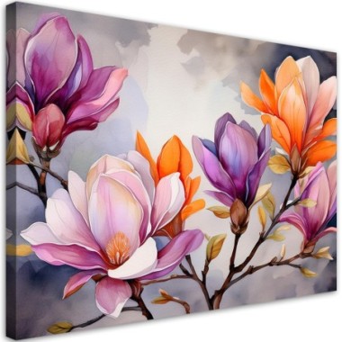 Quadro su tela, Fiore acquerello a colori - 90x60