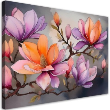 Quadro su tela, Fiore astratto ad acquerello - 120x80