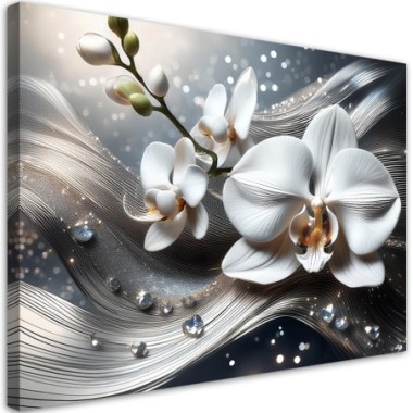 Quadro su tela, Orchidea astratta 3D - 120x80