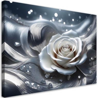 Quadro su tela, Fiore astratto di rosa 3D - 60x40