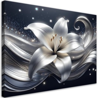 Quadro su tela, Fiore d'argento naturale - 90x60