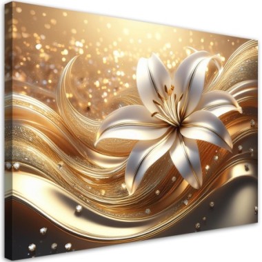 Quadro su tela, Fiore d'oro Glamour - 120x80