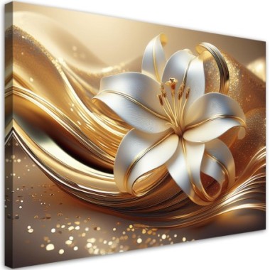 Quadro su tela, Fiore d'oro Glamour - 60x40
