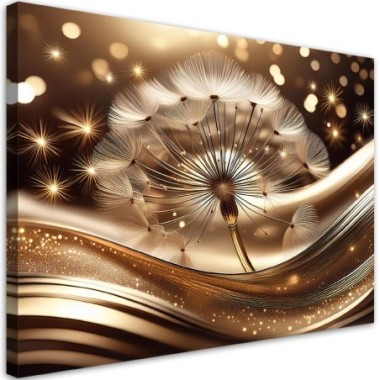 Quadro su tela, Dandelion Glamour Fiori d'oro...
