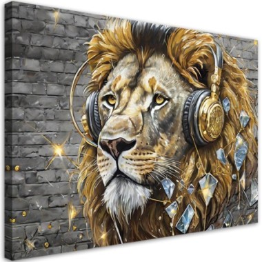 Quadro su tela, Leone DJ Musica - 90x60