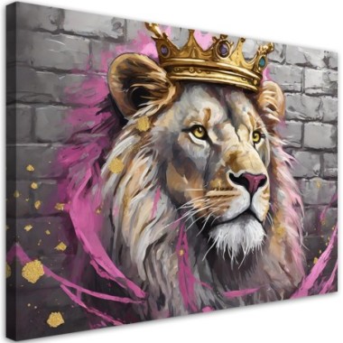 Quadro su tela, Leone Re Rosa - 90x60