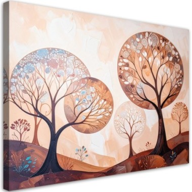 Quadro su tela, Alberi Astrattismo Paesaggio Beige -...